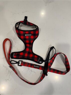 Frenchie Red Plaid Harness and Leash Set